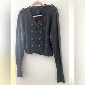 ATMOSPHERE Dark Gray Knit Crop Sweater Jacket UK 20